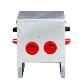Automatic Chicken Feeder Rodent Proof, 4 Ports Large Capacity Metal Poultry Feeder With Handles And Lid, Galvanized Chicken Feeder For Hen Coop
