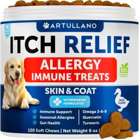 Dog Allergy Relief Chews Itching Skin Relief for Dogs Fish Oil Omega 3 Seasonal Allergies Pills Skin & Coat Anti ItchHot Spots Treatment Canine Immun