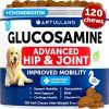 Glucosamine for Dogs Hip and Joint Supplement for Dogs with Arthritis Chews with Chondroitin Hemp Oil MSM Canine Joint Pain Relief Health Mobility Su