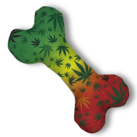 Stoned to da Bone, Cute Stuffed Rasta Leaf Bone Dog Toy, Funny Squeaky Weed Toy, Cool Plush Novelty 420 Gift for for Puppies & Small, Medium & Large