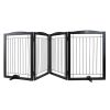 VEVOR Free Standing Dog Gate, 32" H x 96.5" W Freestanding Pet Gate, 4 Panels Foldable Dog Gate for Wide and Narrow Passageways, Expandable Dog Barri