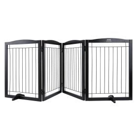 VEVOR Free Standing Dog Gate, 32" H x 96.5" W Freestanding Pet Gate, 4 Panels Foldable Dog Gate for Wide and Narrow Passageways, Expandable Dog Barri