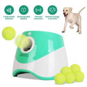 Automatic Dog Ball Launcher Included 6 Tennis Balls Dog With 3 Adjustable Launch Distance Interactive Ball Thrower Fetch Machine For Small Medium Dog