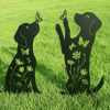 2pcs Metal Dog Garden Decor: Adorable Puppy Silhouette Stakes. These Decorative Outdoor Yard Art Pieces, Ideal for Dog Lovers, Make Charming Garden D