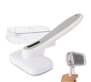 Dog Brush - Self Cleaning Dog and Cat Hair Brush, Efficient Shedding Grooming Tool for Long and Short Haired Dogs & Indoor Cats, Deshedding Comb (Gra