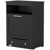 Pet Feeder Station Storage Cabinet, Dog Food Storage Container with Dog Raised Bowls, Watering Supplies, Black