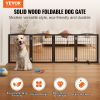VEVOR Free Standing Dog Gate, 32" H x 96.5" W Freestanding Pet Gate, 4 Panels Foldable Dog Gate for Wide and Narrow Passageways, Expandable Dog Barri