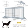 41"-72" Wooden Freestanding Pet Gate with Support Feet, for Small Medium Dogs, Grey-Blue
