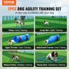 VEVOR Dog Agility Training Equipment, 7 PCS Set w/ Adjustable High Hurdles,6 Weave Poles,2 Tunnels,Jump Ring,Pause Box,Whistle,Foldable Bowl,Puppy Ob