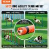 VEVOR Dog Agility Training Equipment, 5 PCS Set Upgrade with Adjustable High Hurdles,6 Weave Poles,Extended Tunnel,Jump Ring,Pause Box,Whistle,Foldab