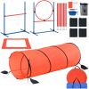 VEVOR Dog Agility Training Equipment, 5 PCS Combination Set with Adjustable High Hurdles,6 Weave Poles, Tunnel, Jump Ring, Pause Box, Whistle, Foldab
