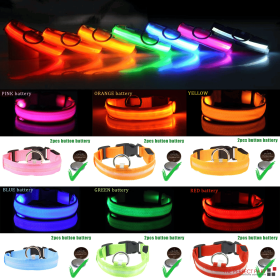 LED Adjustable Dog Collar Blinking Flashing Light Up Glow Pets Safety Waterproof (Color: Red, size: XL)